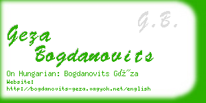 geza bogdanovits business card